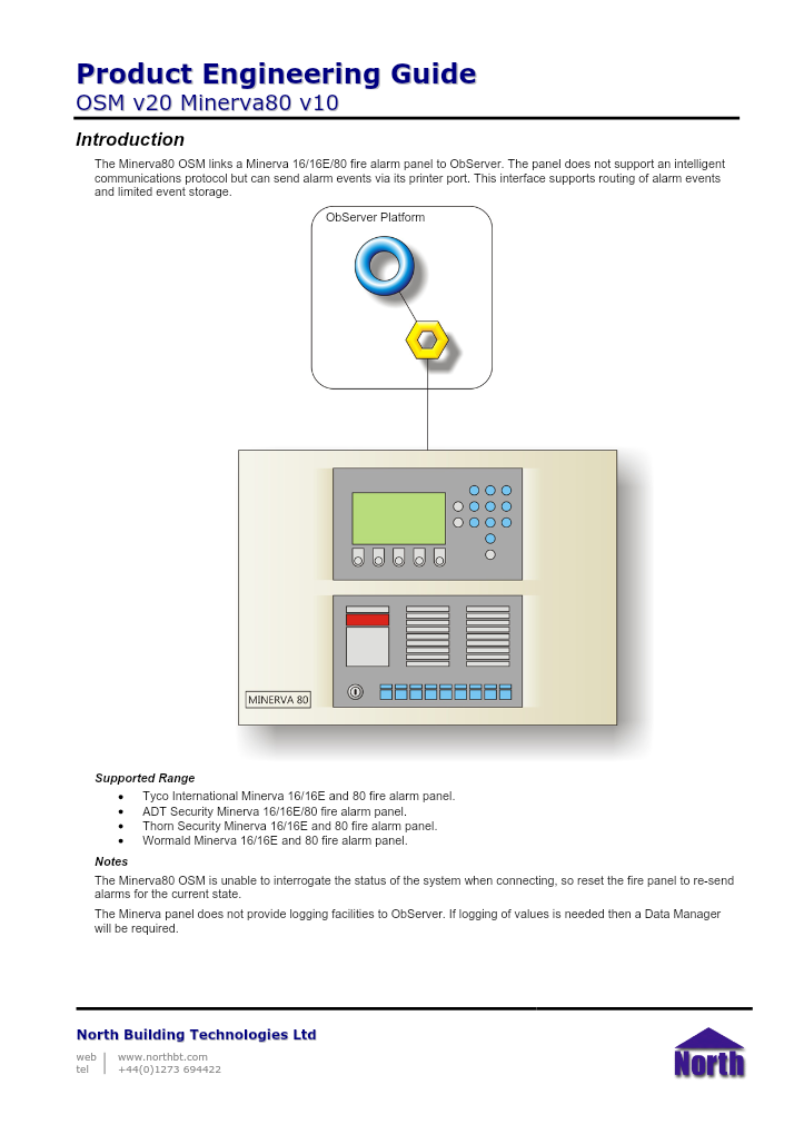 Preview thumbnail of page 1 of the Minerva80 Engineering Guide PDF document.